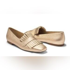 M. Gemi Fato Gold Leather Kiltie Fringe Loafers SZ 39.5 / US 8.5-9